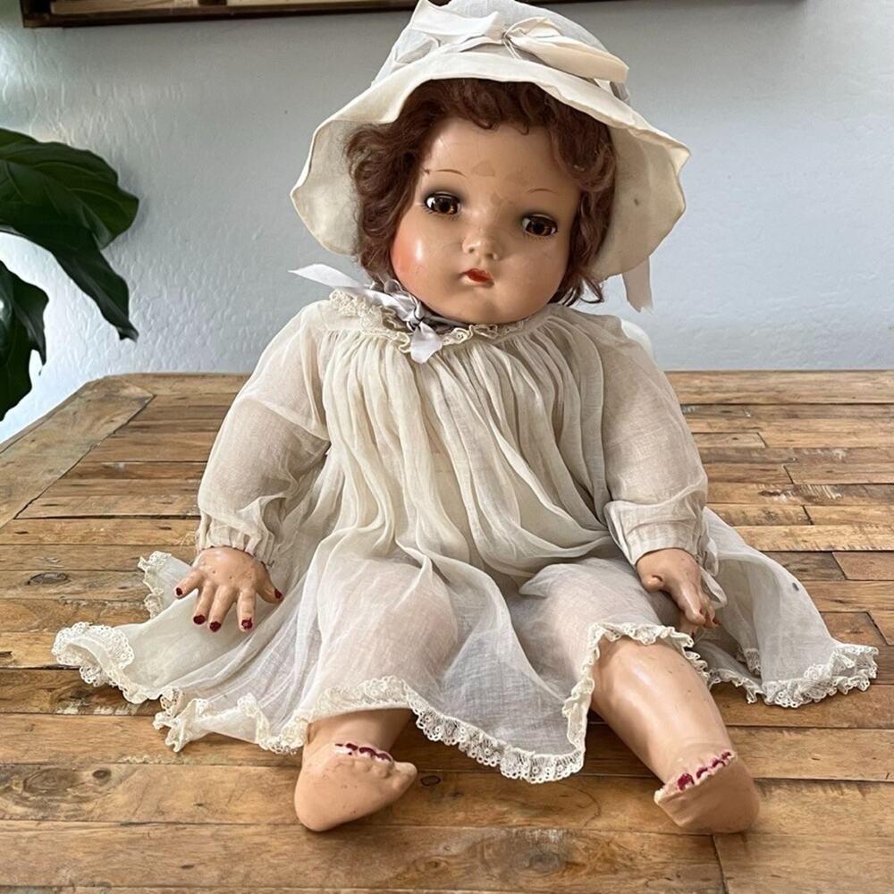 1930s Madame Alexander Composition Baby Doll 22 in Mohair Wig